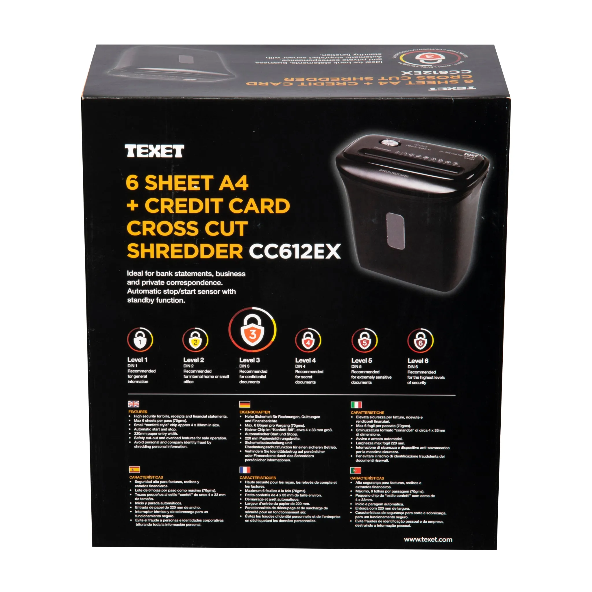 12 Litre, 6 Sheet A4 Cross Cut Shredder   Credit Card Shred