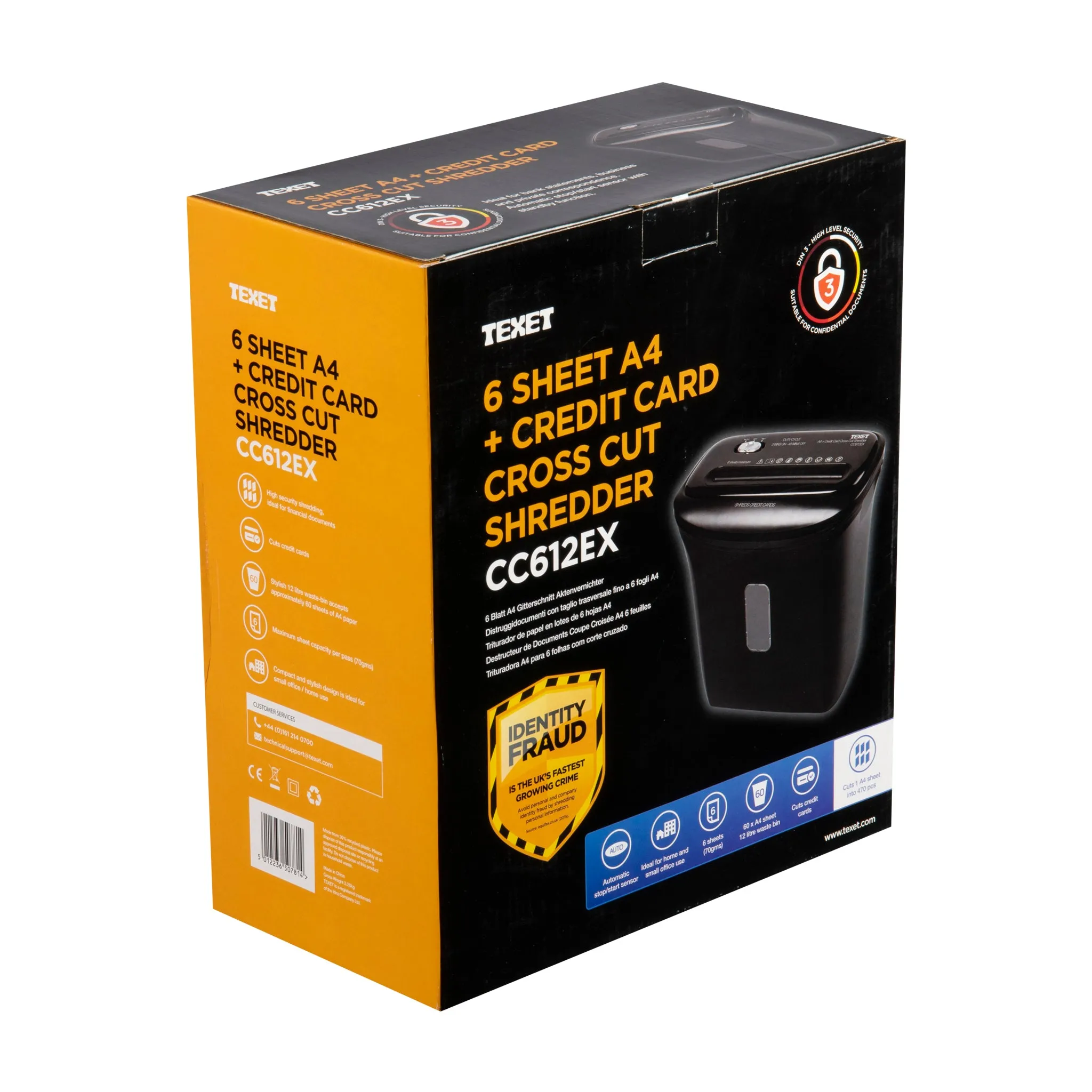 12 Litre, 6 Sheet A4 Cross Cut Shredder   Credit Card Shred