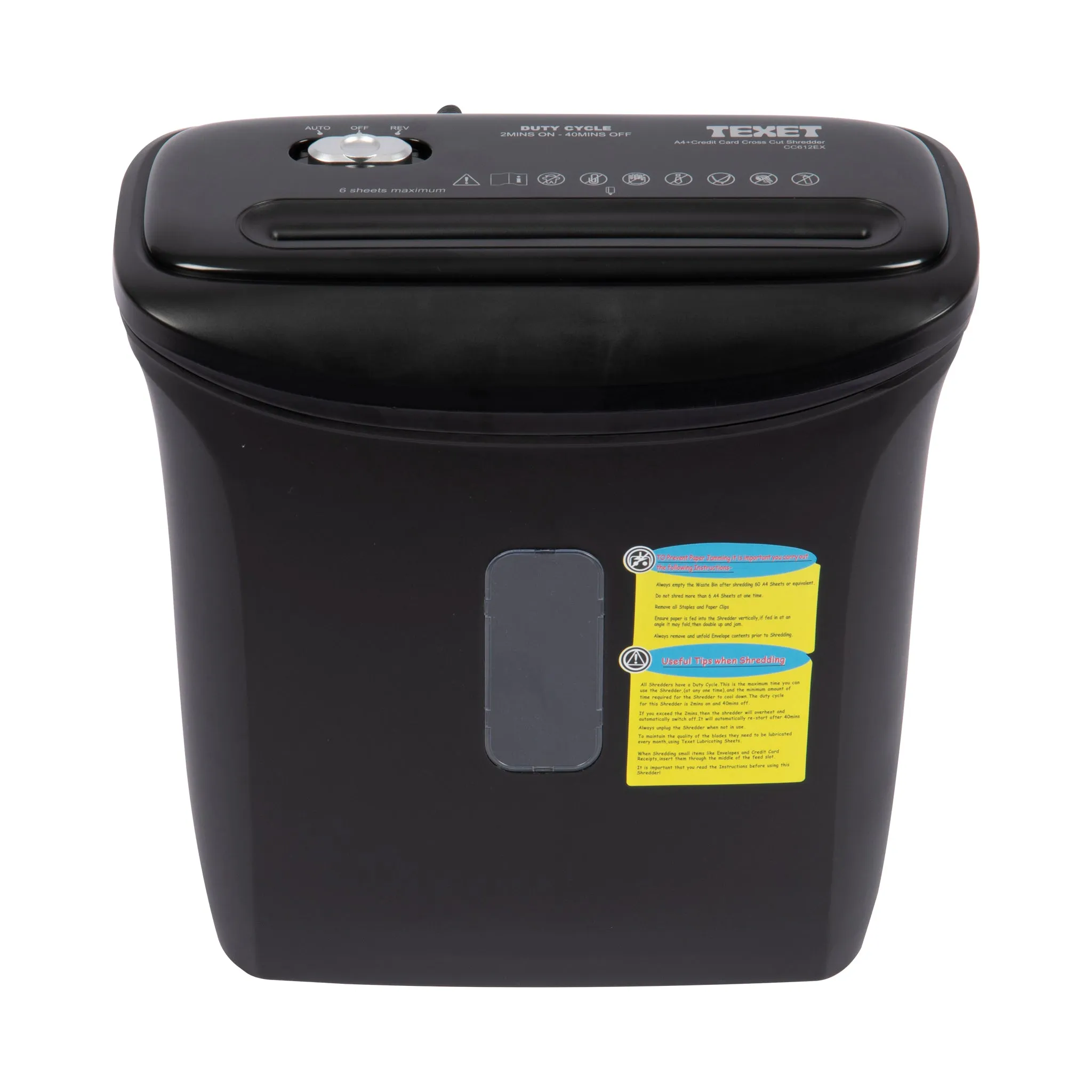 12 Litre, 6 Sheet A4 Cross Cut Shredder   Credit Card Shred