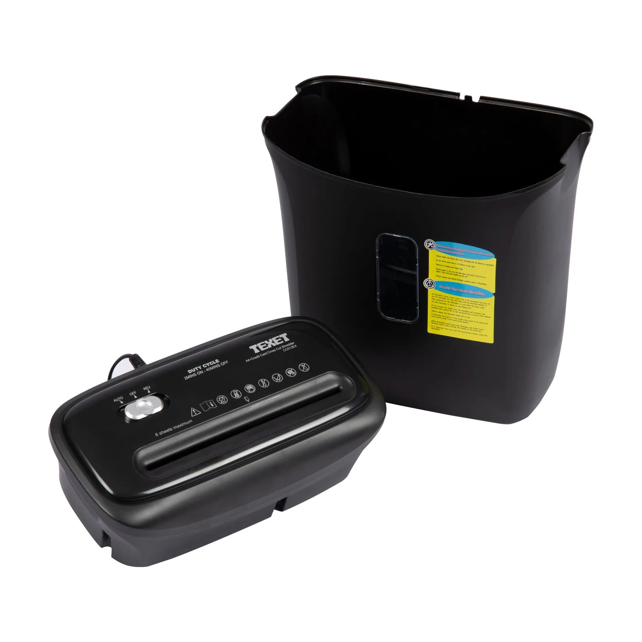 12 Litre, 6 Sheet A4 Cross Cut Shredder   Credit Card Shred