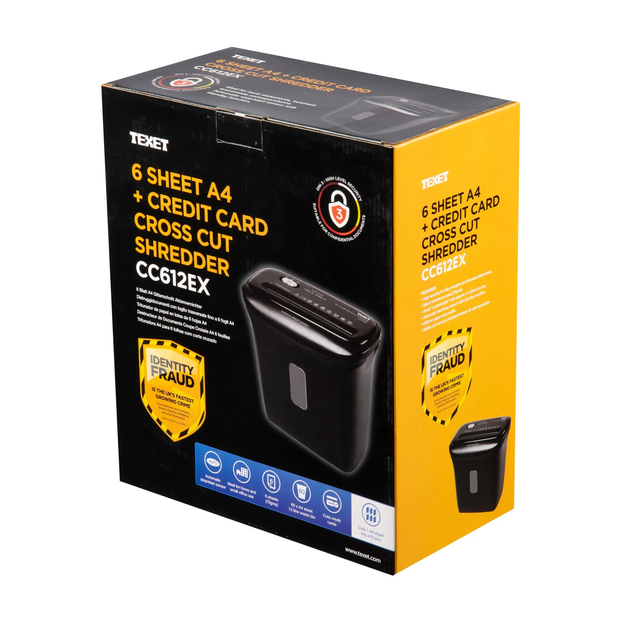 12 Litre, 6 Sheet A4 Cross Cut Shredder   Credit Card Shred