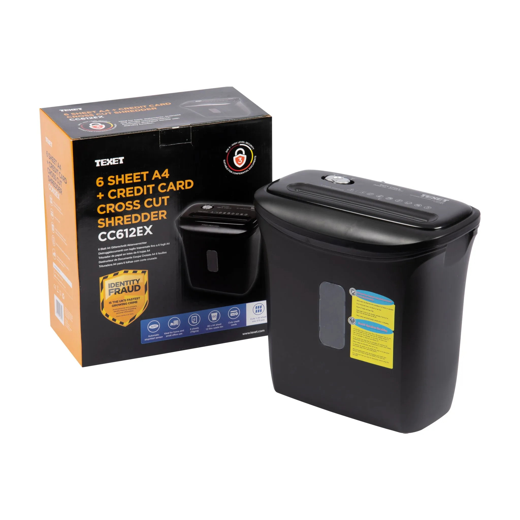 12 Litre, 6 Sheet A4 Cross Cut Shredder   Credit Card Shred