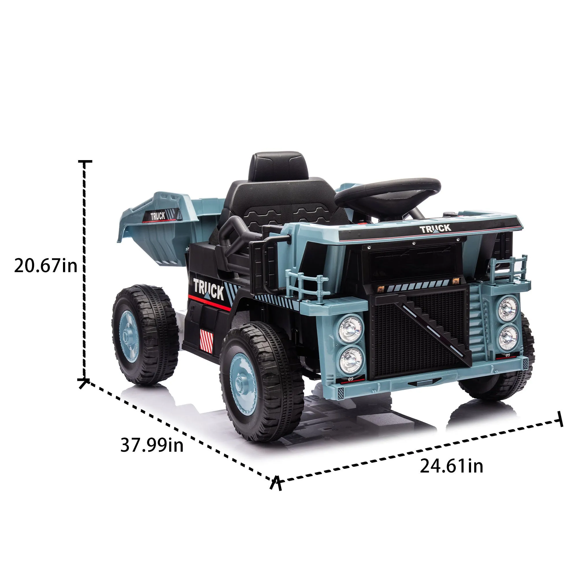 12V Blue Ride-On Dump Truck with Parent Control & Electric Dump Bed