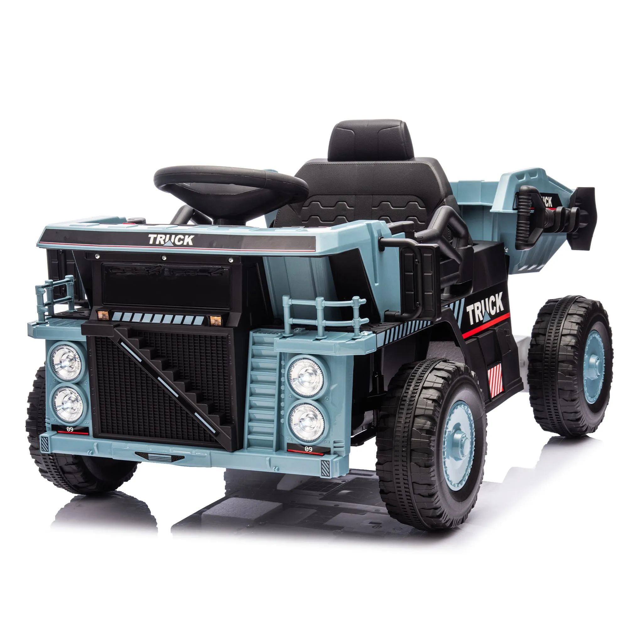 12V Blue Ride-On Dump Truck with Parent Control & Electric Dump Bed