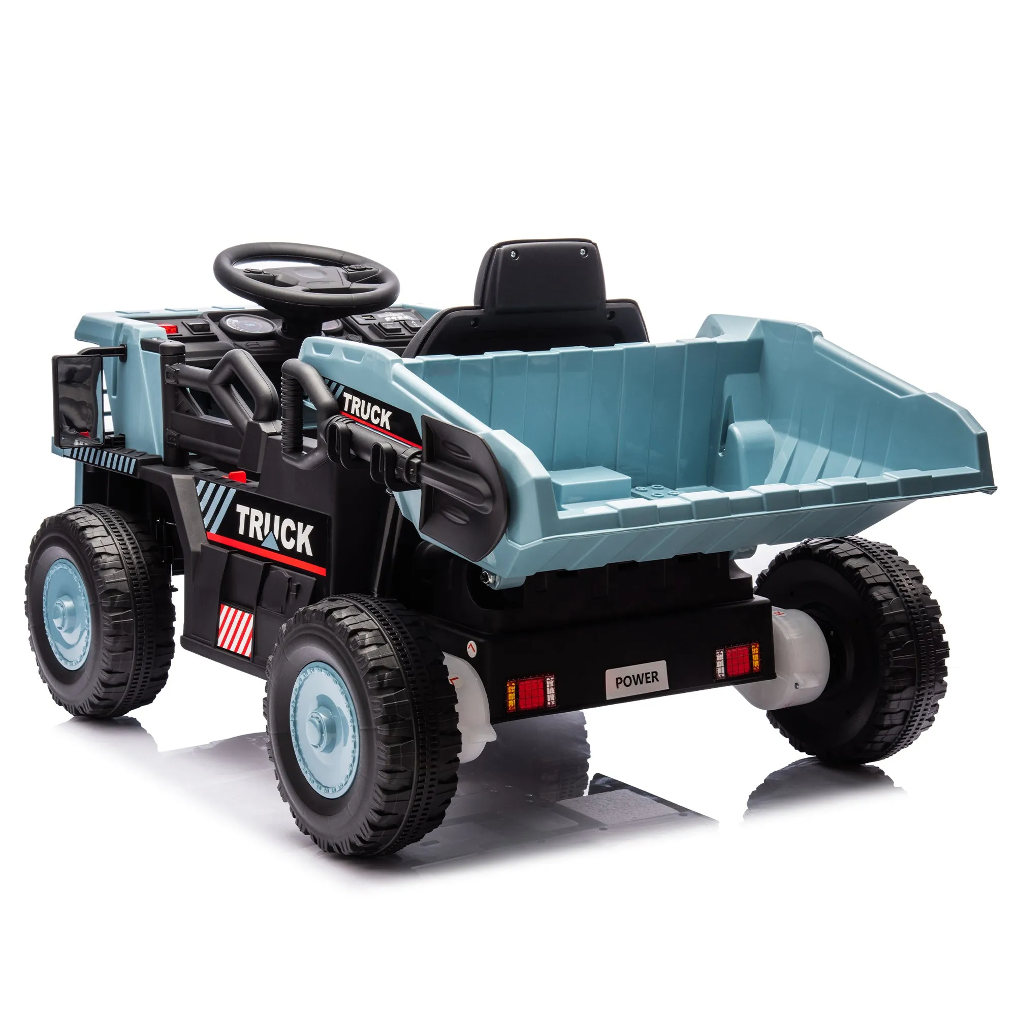 12V Blue Ride-On Dump Truck with Parent Control & Electric Dump Bed