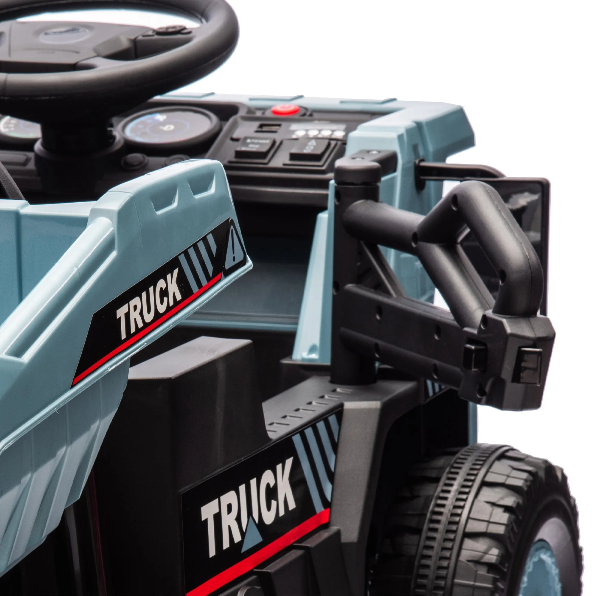 12V Blue Ride-On Dump Truck with Parent Control & Electric Dump Bed