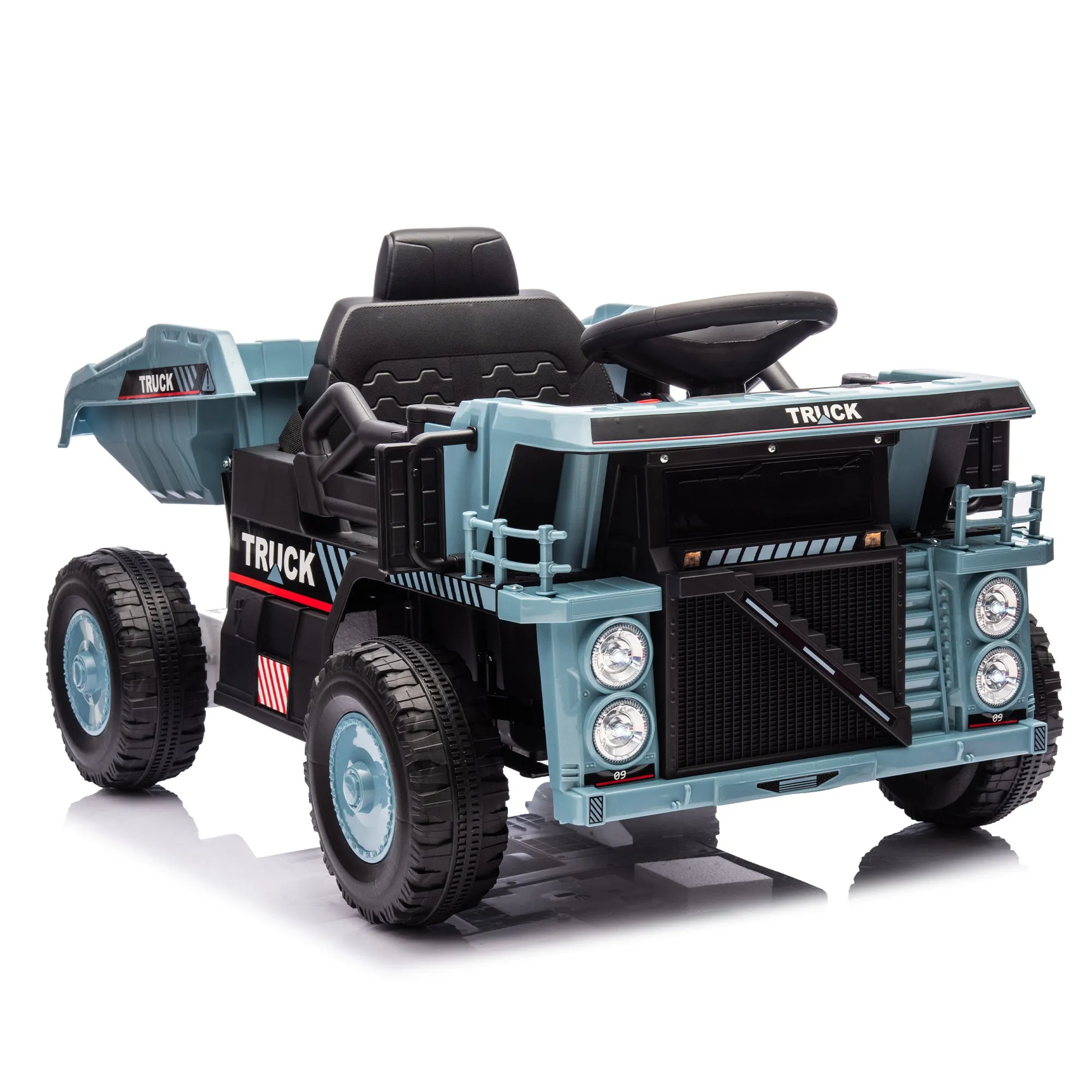 12V Blue Ride-On Dump Truck with Parent Control & Electric Dump Bed