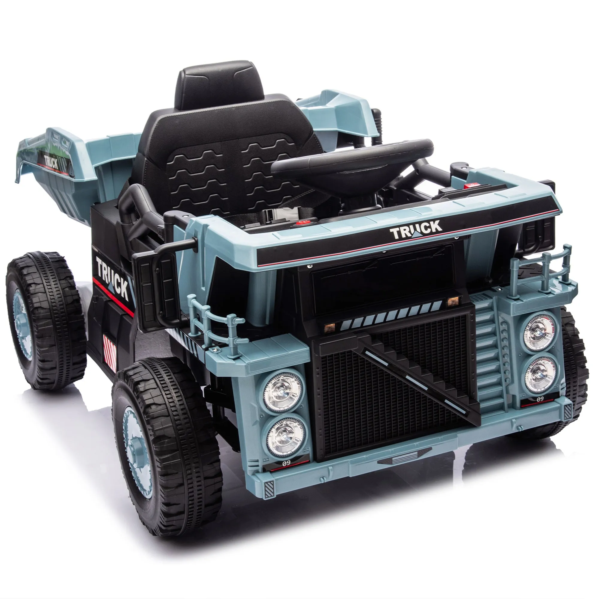 12V Blue Ride-On Dump Truck with Parent Control & Electric Dump Bed