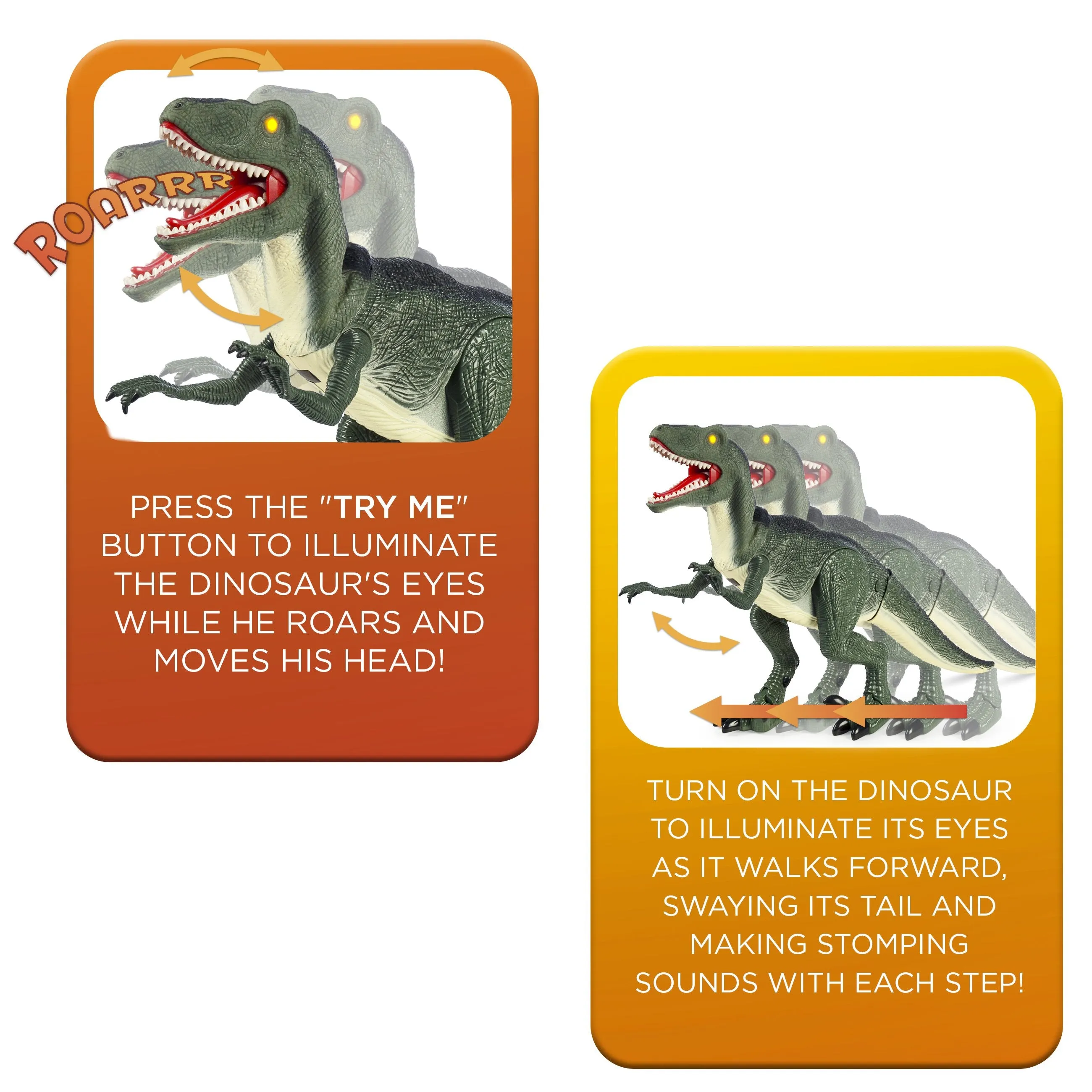 21in Kids Walking Remote Control Velociraptor Dinosaur Toy w/ Lights, Sound