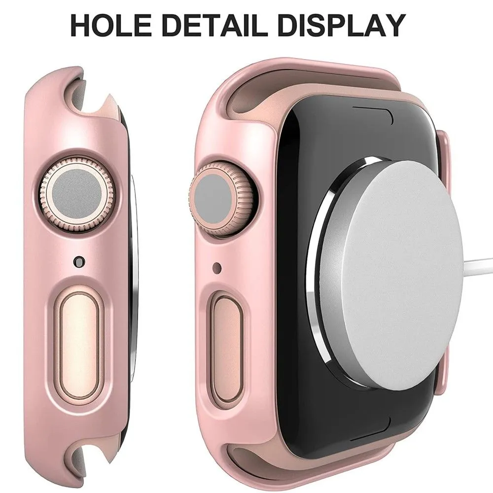2Pcs Apple Watch (41mm) cover with tempered glass - Rose Gold