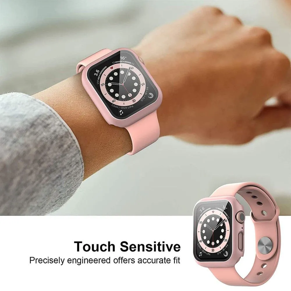 2Pcs Apple Watch (41mm) cover with tempered glass - Rose Gold