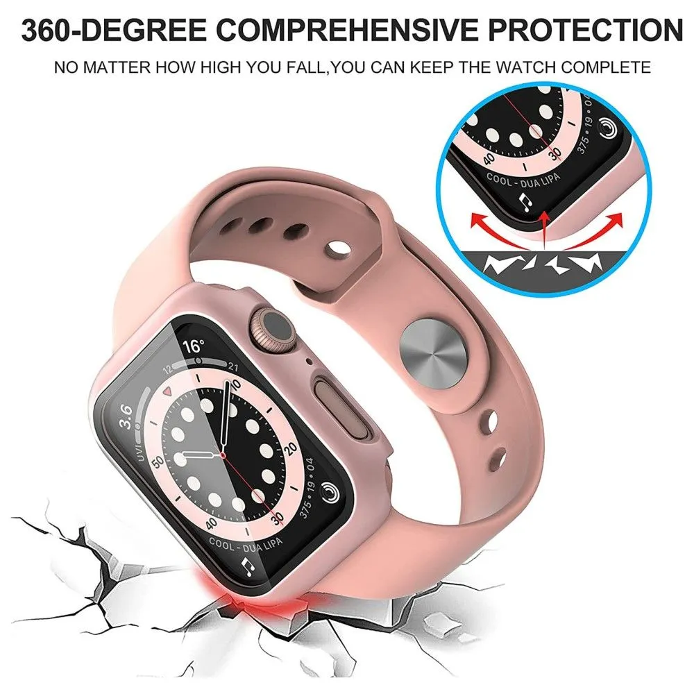 2Pcs Apple Watch (41mm) cover with tempered glass - Rose Gold