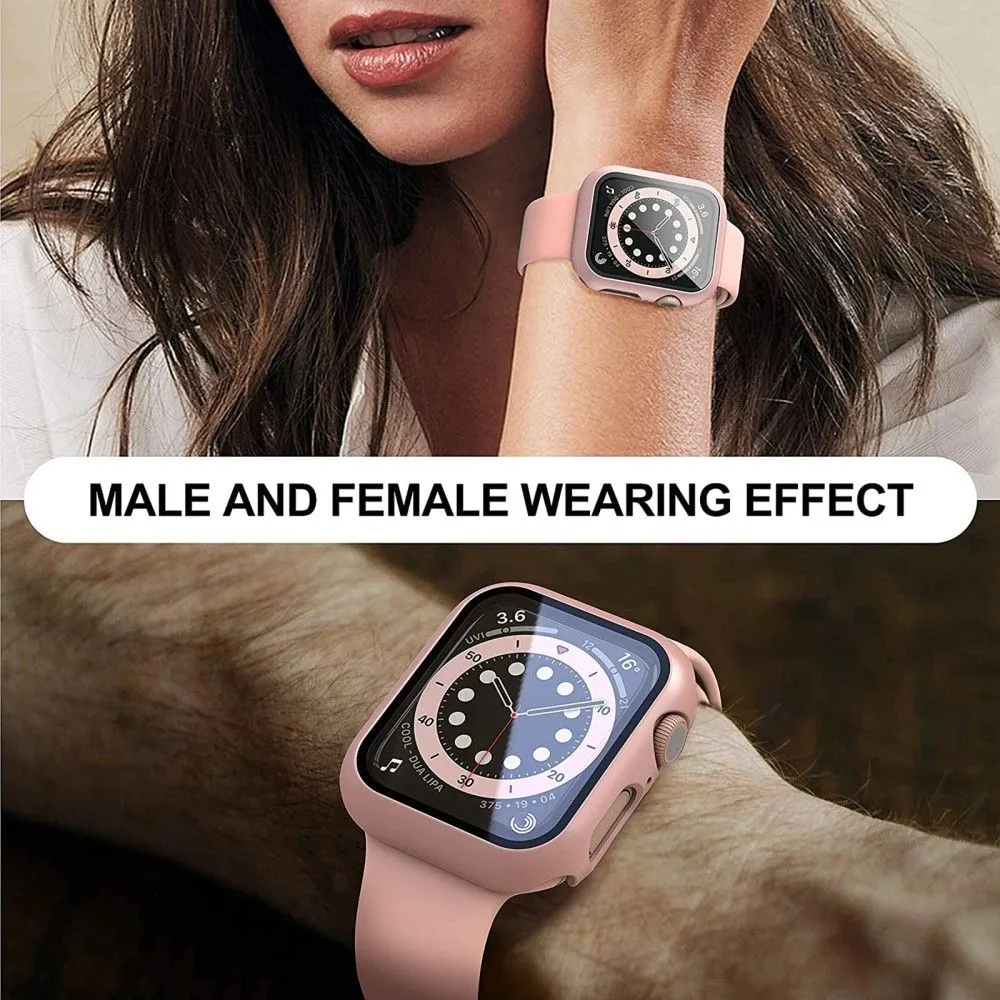 2Pcs Apple Watch (41mm) cover with tempered glass - Rose Gold