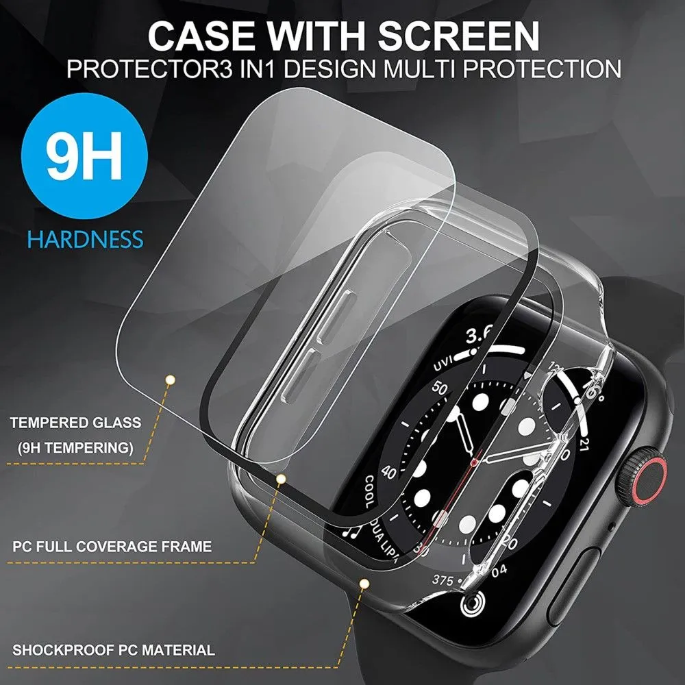 2Pcs Apple Watch (41mm) cover with tempered glass - Transparent