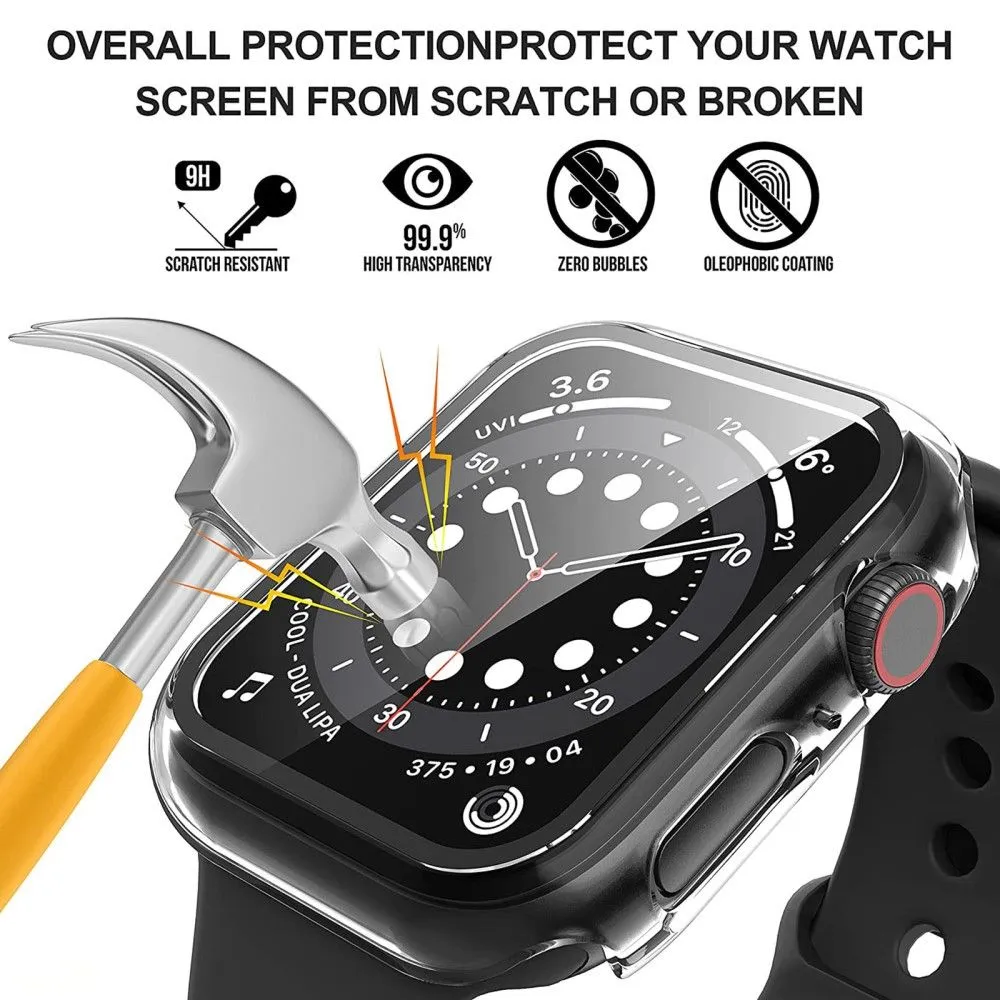 2Pcs Apple Watch (41mm) cover with tempered glass - Transparent