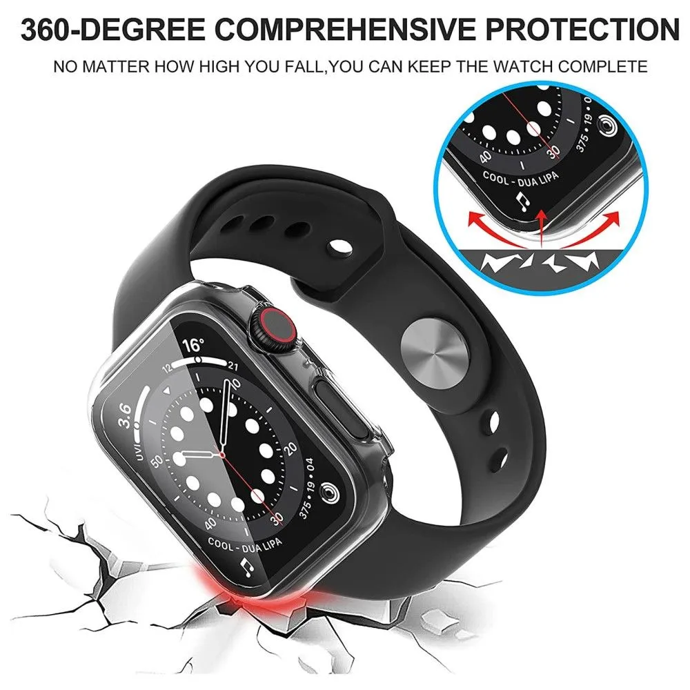 2Pcs Apple Watch (41mm) cover with tempered glass - Transparent