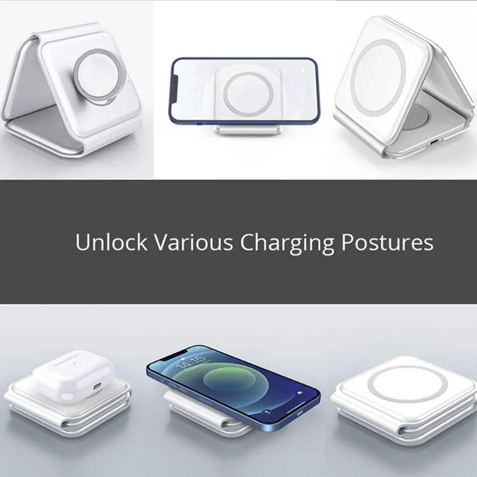 3 in 1 Foldable Magnetic Charging Station Fast Wireless Charging Pad