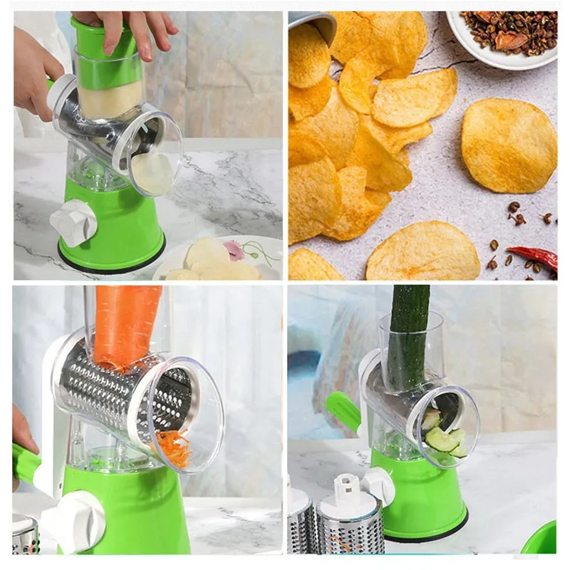 3 in 1 Manual TableTop Vegetable Drum Cutter Slicer