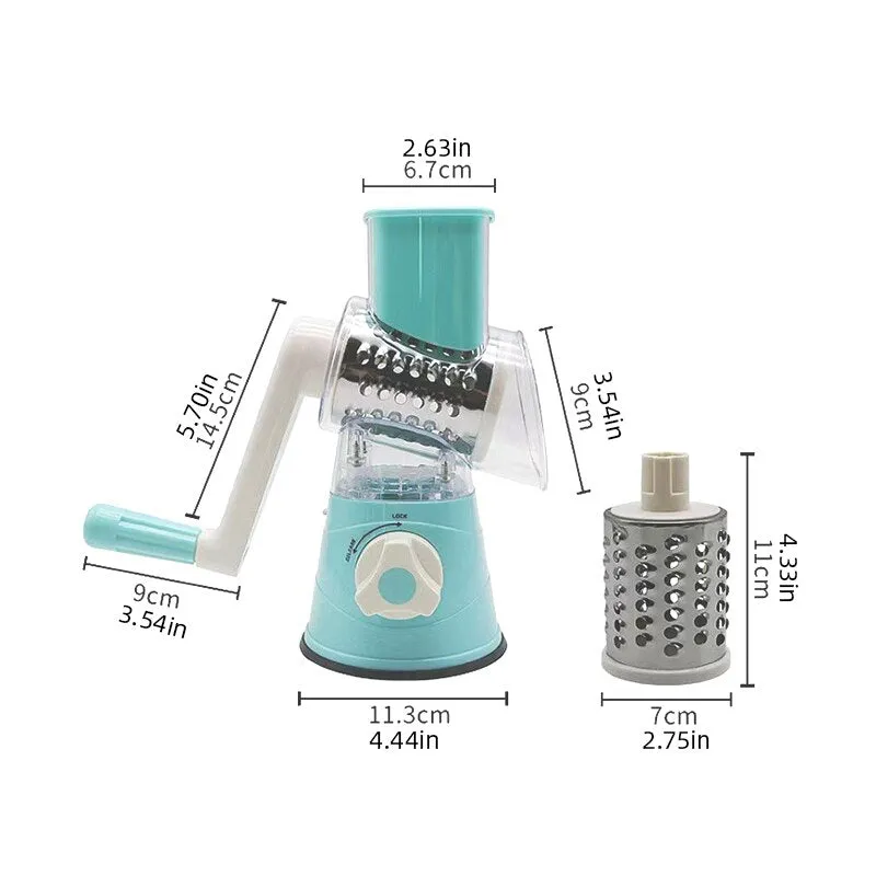 3 in 1 Manual TableTop Vegetable Drum Cutter Slicer