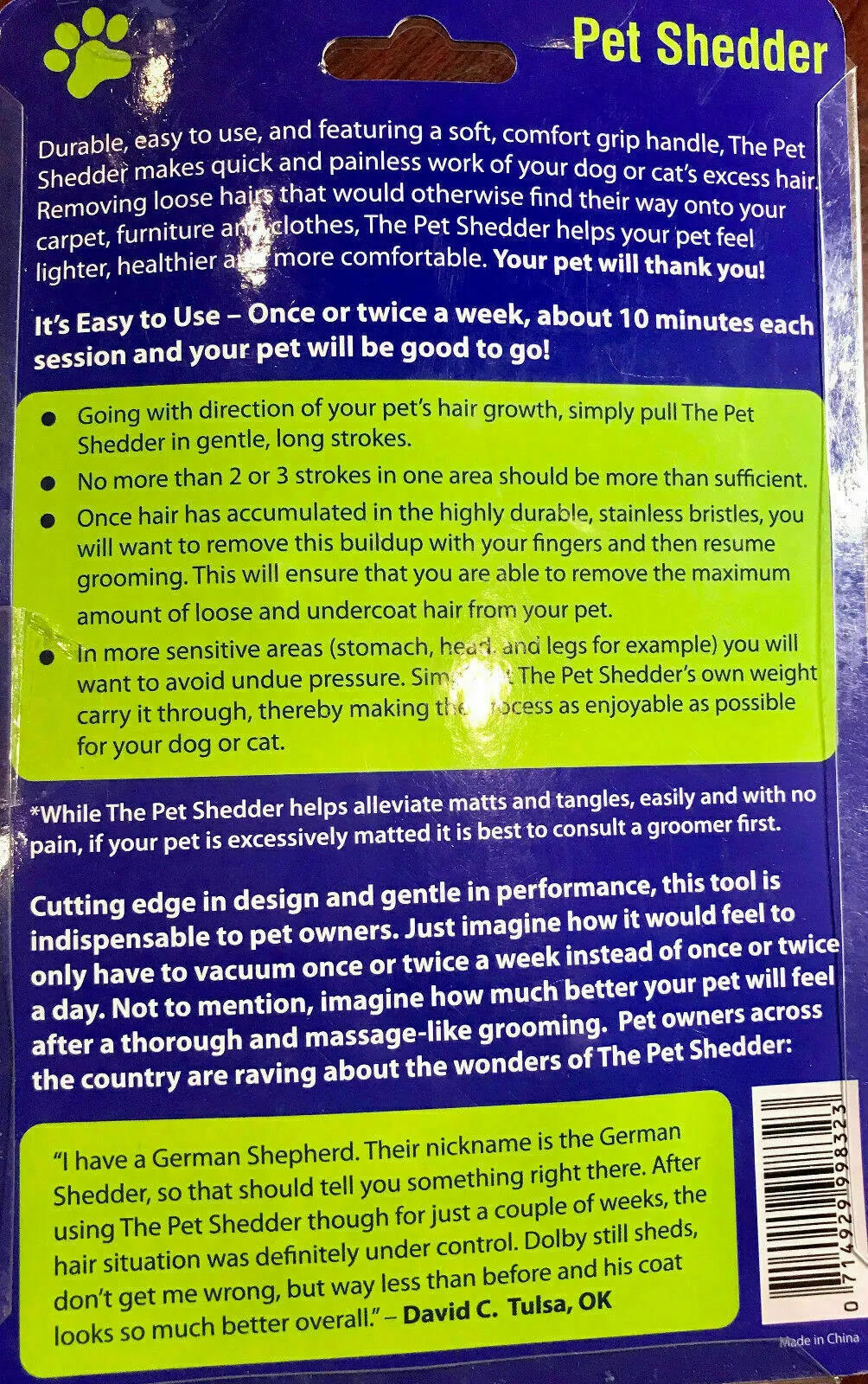 3 Pack Pet Shedder THE NEW EASY TO USE DE SHEDDING AND LIGHT GROOMING TOOLS