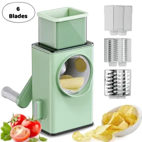 5775 Stainless Steel Vegetable Chopper, Veg Chopper and Dicer with 6 Blades Kitchen Multifunctional Mandolin Vegetable Slicer for Veggies, Onion, Garlic, Potatoes Fruits, Cookie, Oreo Vegetable Cutter Stable Suction Base for Home Kitchen