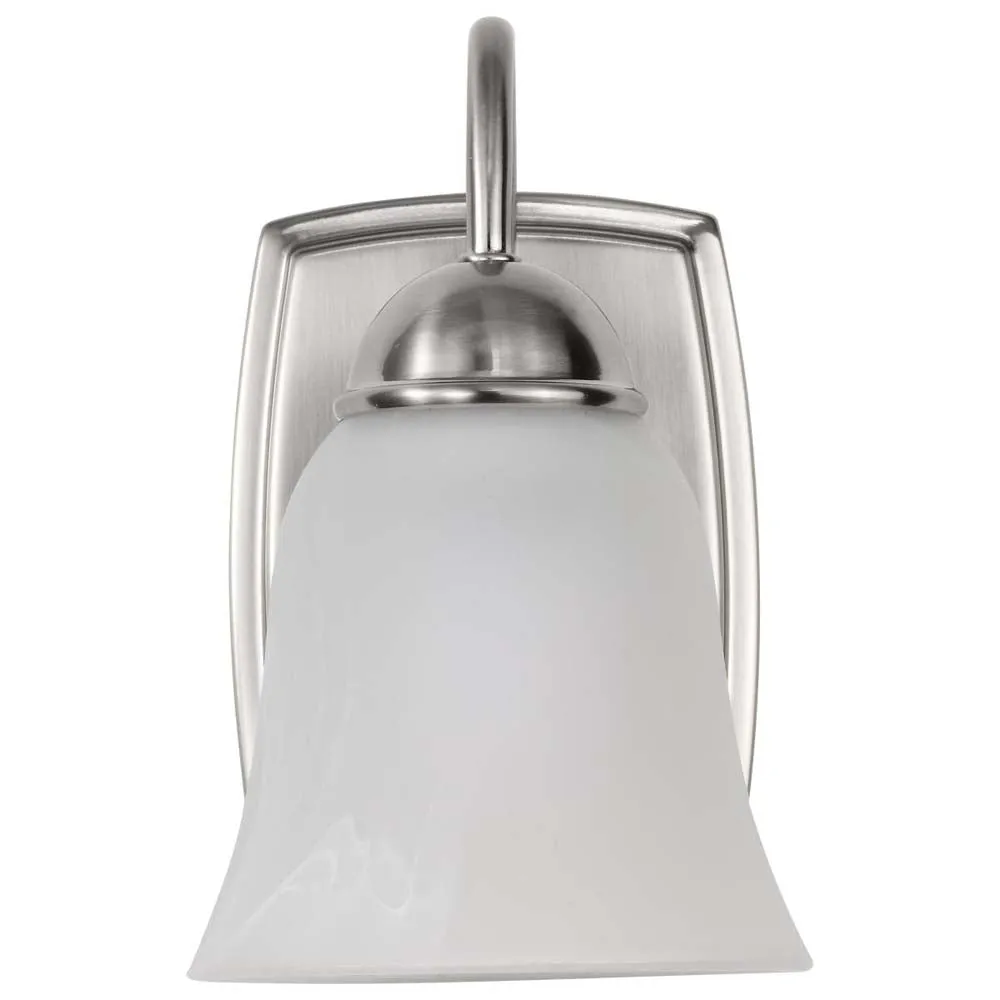 8w LED Vanity Fixture 3000K Brushed Nickel w/ Alabaster Glass w/ Switch