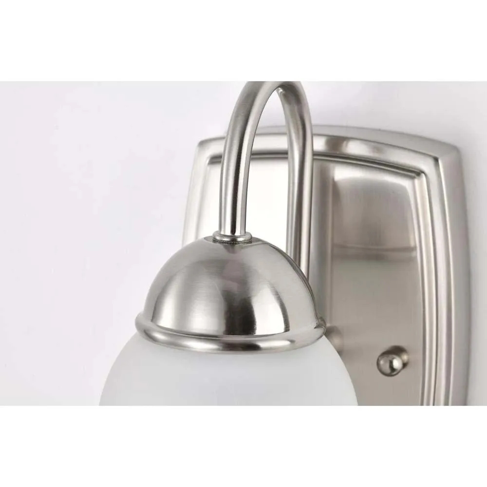 8w LED Vanity Fixture 3000K Brushed Nickel w/ Alabaster Glass w/ Switch