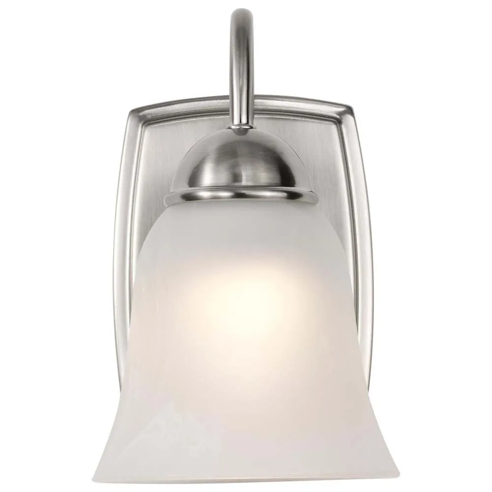 8w LED Vanity Fixture 3000K Brushed Nickel w/ Alabaster Glass w/ Switch