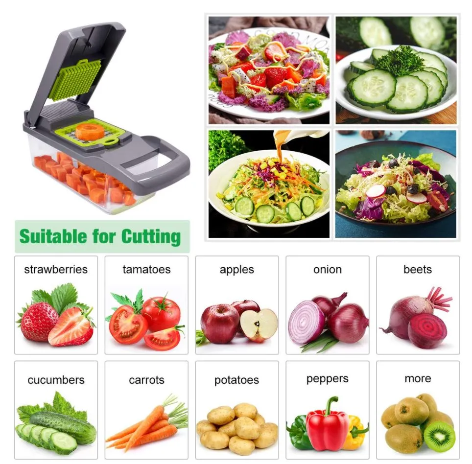 9 In 1 Multi -Function Stainless Steel Vegetable Cutter Kitchen Aid