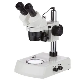 AmScope Outlet SW-2B Multi-Power Binocular Stereo Microscope 10X-30X Magnification On Pillar Stand with Top & Bottom LED Lights