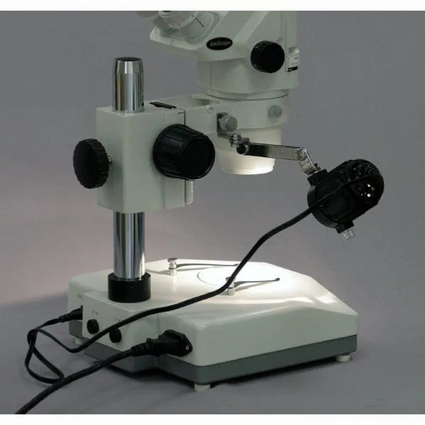 AmScope ZM-2 Series Ultimate Zoom Binocular Stereo Microscope 6.7X-90X Magnification on Pillar Stand with Two Lights