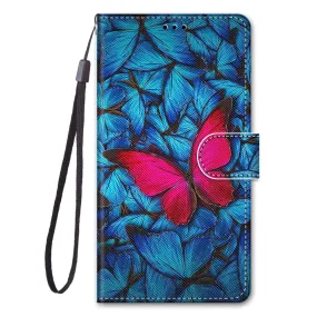 Anymob iPhone Case Pink Butterfly Lovely Cartoon Cat Phone Bag Flip Wallet Leather Protection Cover