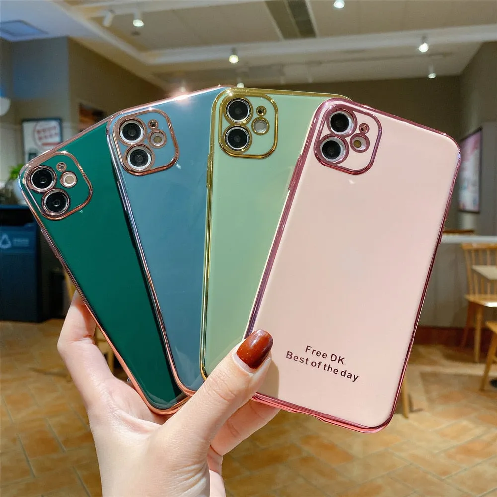 Anymob iPhone Jade Plating Lens Protection Phone Case Soft Silicon Cover Case