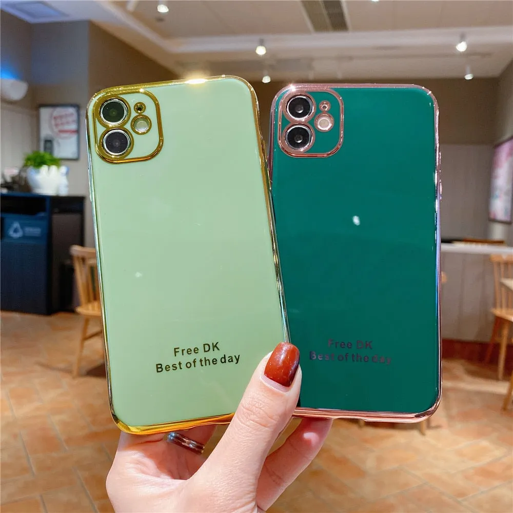 Anymob iPhone Jade Plating Lens Protection Phone Case Soft Silicon Cover Case