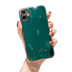 Anymob iPhone Jade Plating Lens Protection Phone Case Soft Silicon Cover Case