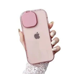 Anymob iPhone Pink Foldable Mirror Lens Protection Phone Case Clear Soft Silicon Cover