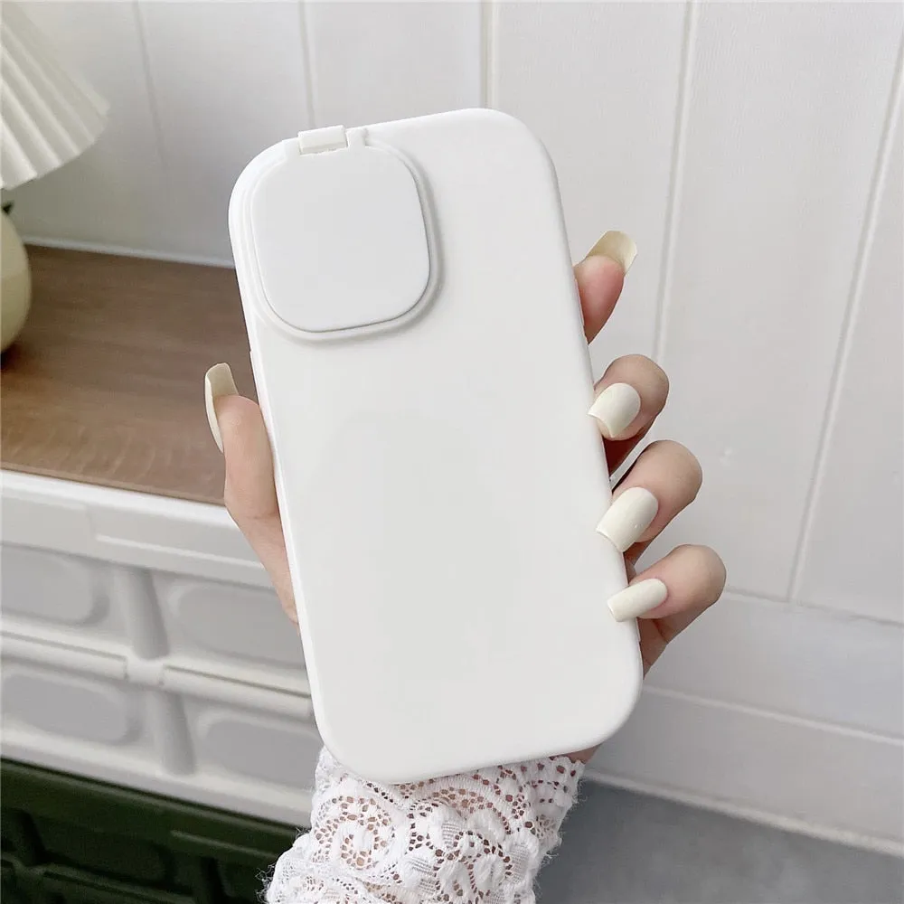Anymob iPhone Pink Foldable Mirror Lens Protection Phone Case Clear Soft Silicon Cover