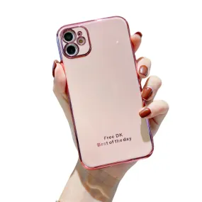 Anymob iPhone Pink Plating Lens Protection Phone Case Soft Silicon Cover Case