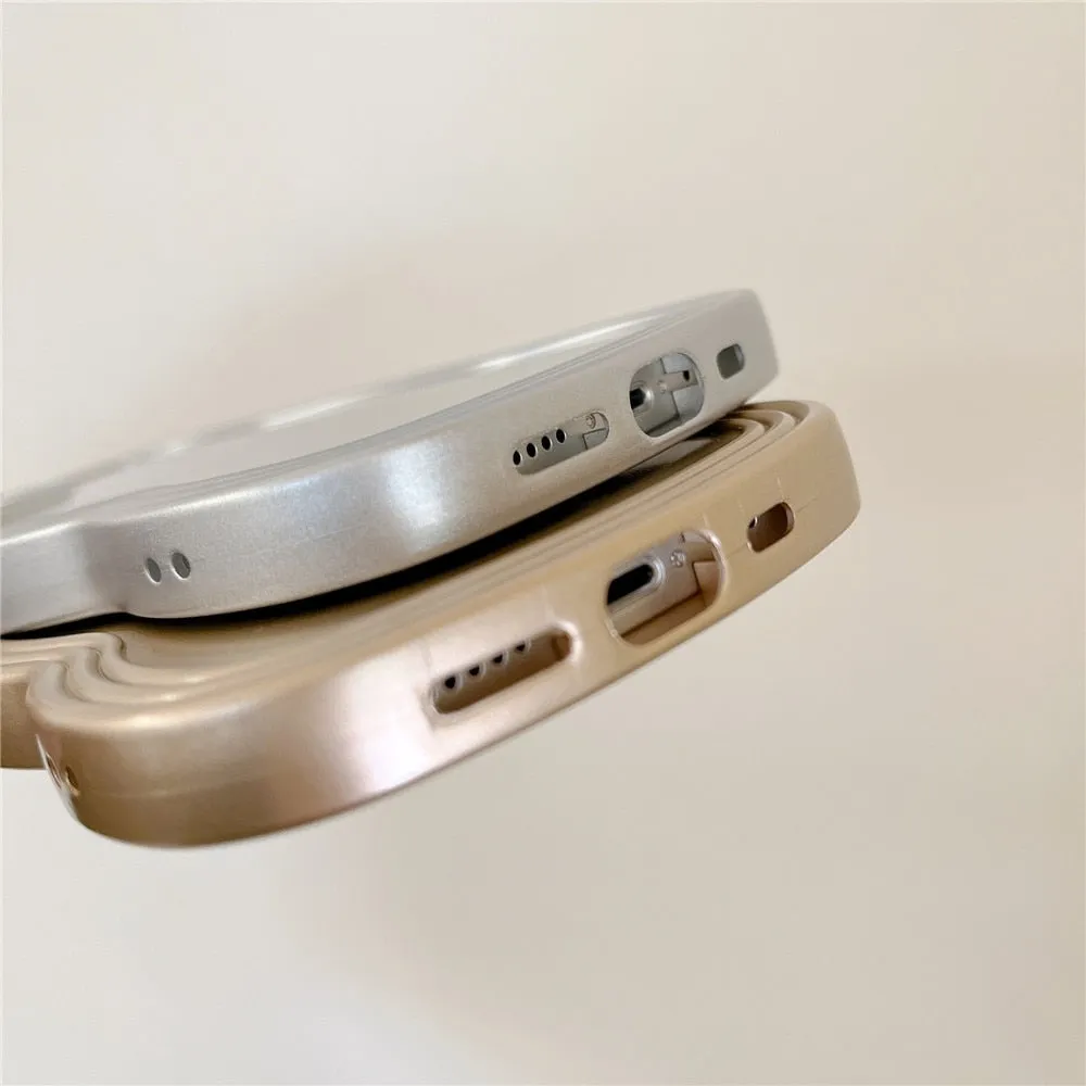 Anymob iPhone Silver Chromed Wave Phone Case Soft Silicone Shockproof Protection Back Cover