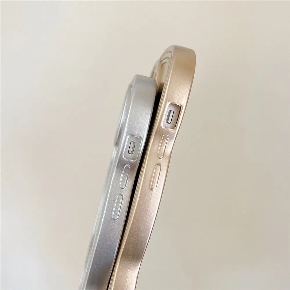 Anymob iPhone Silver Chromed Wave Phone Case Soft Silicone Shockproof Protection Back Cover