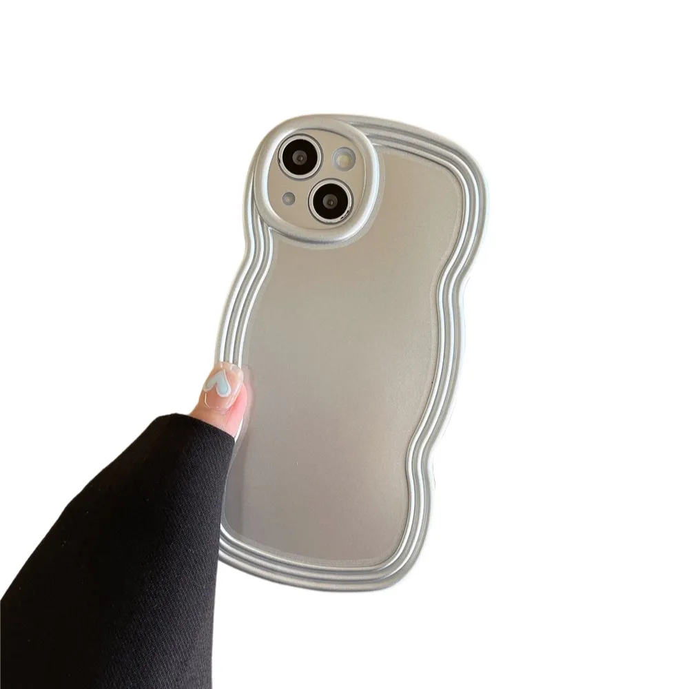 Anymob iPhone Silver Chromed Wave Phone Case Soft Silicone Shockproof Protection Back Cover