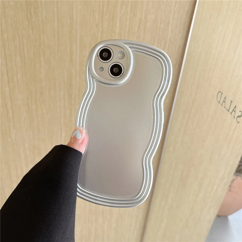 Anymob iPhone Silver Chromed Wave Phone Case Soft Silicone Shockproof Protection Back Cover