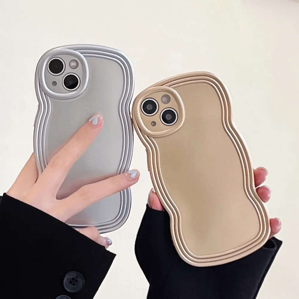 Anymob iPhone Silver Chromed Wave Phone Case Soft Silicone Shockproof Protection Back Cover