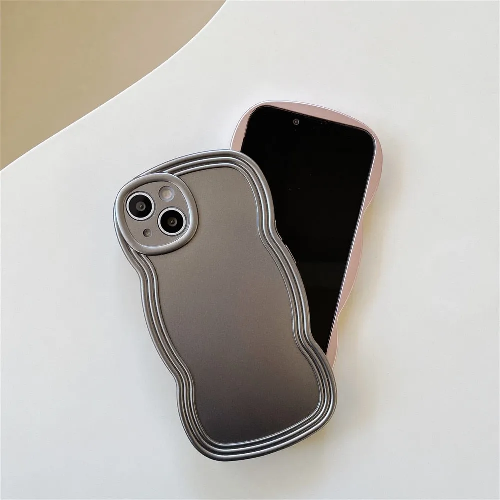 Anymob iPhone Silver Chromed Wave Phone Case Soft Silicone Shockproof Protection Back Cover