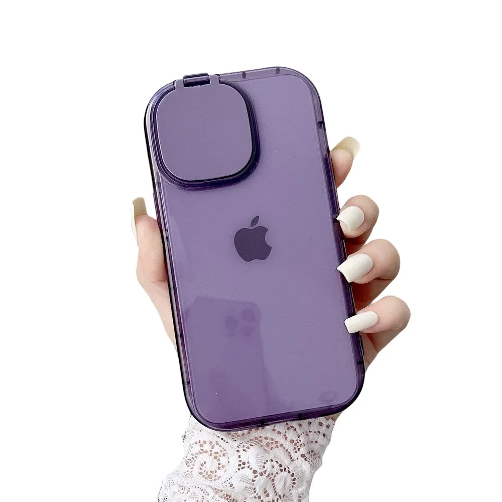 Anymob iPhone Violet Foldable Mirror Lens Protection Phone Case Clear Soft Silicon Cover
