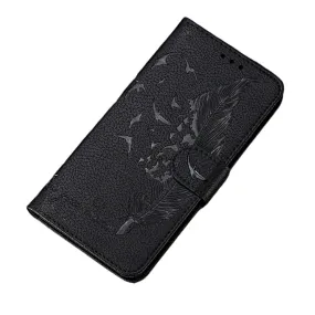 Anymob Nokia Black Leather Flip Case Feather Wallet Phone Cover Protection