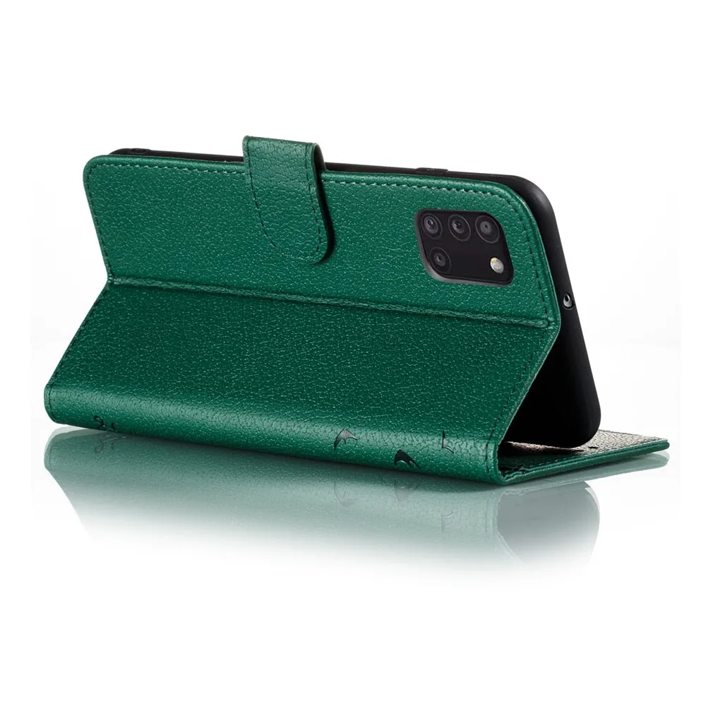 Anymob Samsung Bamboo Green Flip Case Leather Phone Wallet Cover Protection