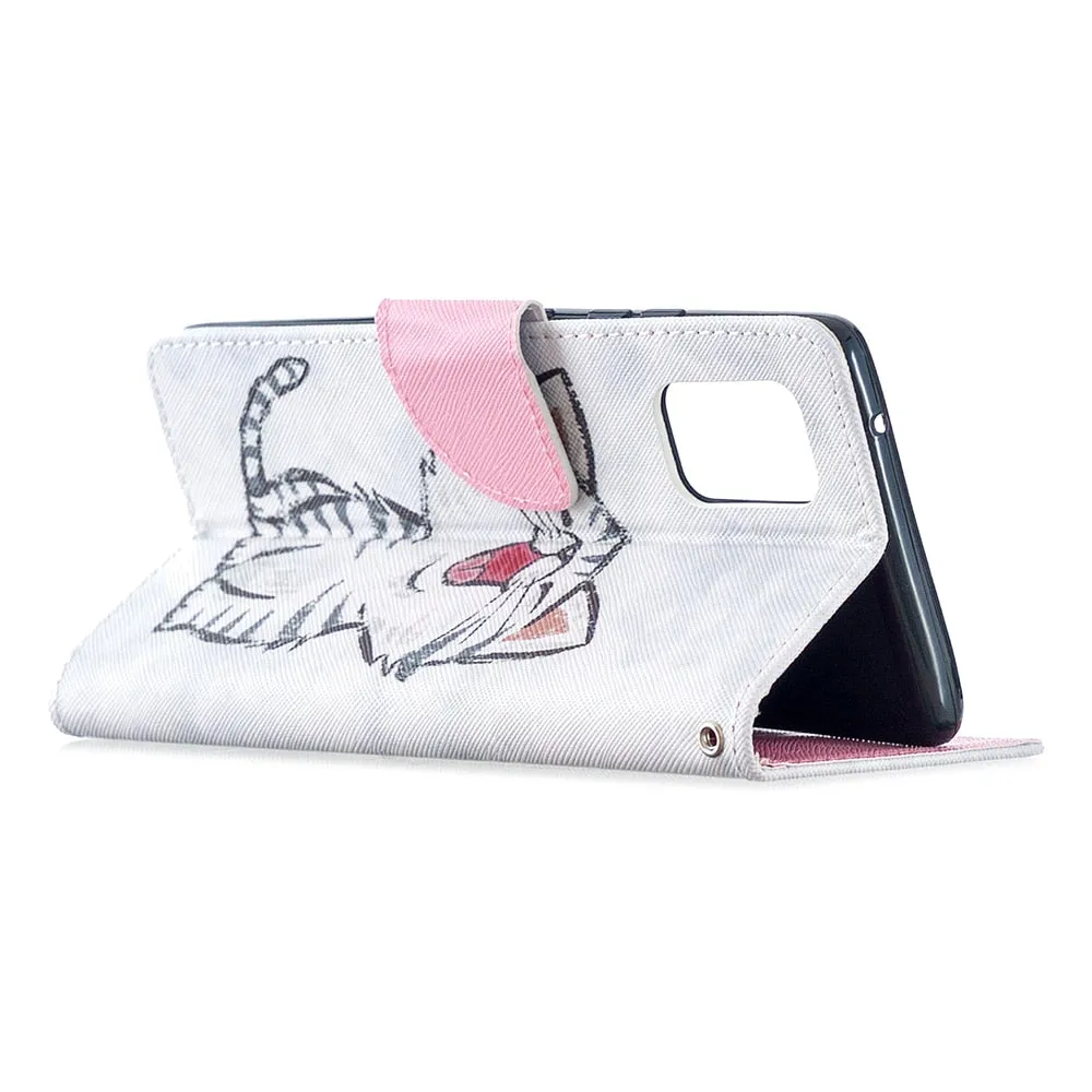Anymob Samsung Case Black and Pink Flower Cartoon Flip Leather Wallet Phone Cover Protection