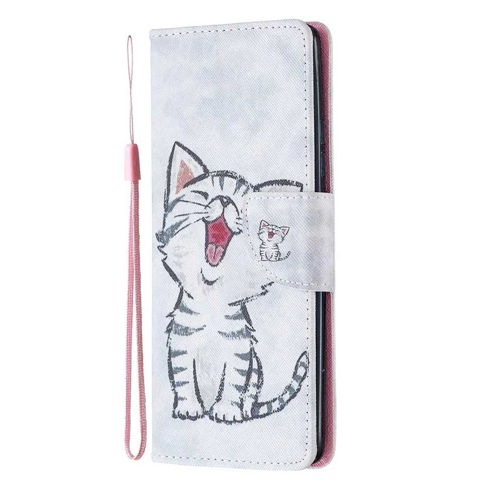 Anymob Samsung Case Black and Pink Flower Cartoon Flip Leather Wallet Phone Cover Protection