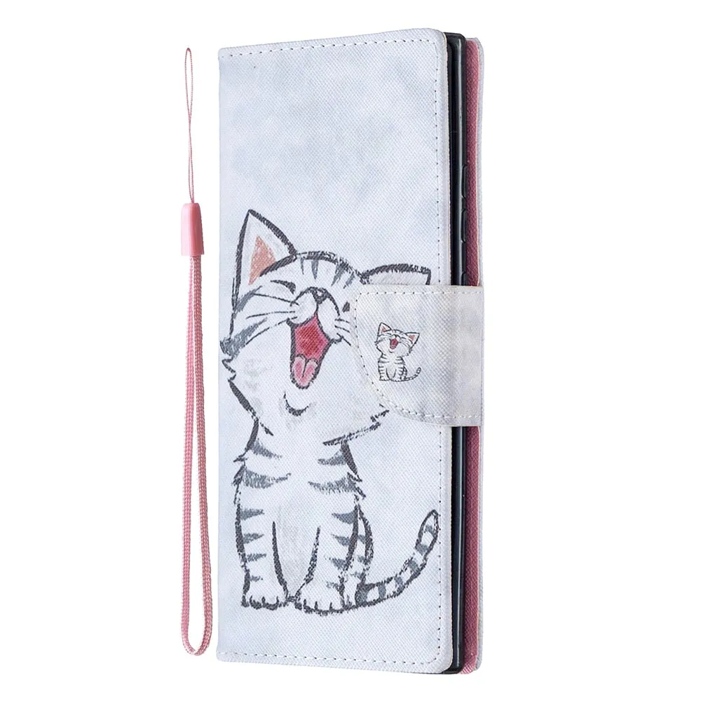 Anymob Samsung Case Black and White Kitten Design Flip Leather Wallet Phone Cover Protection
